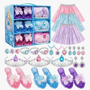 Princess Dress-Up Skirt & Jewelry Set - Pink, Blue, Purple